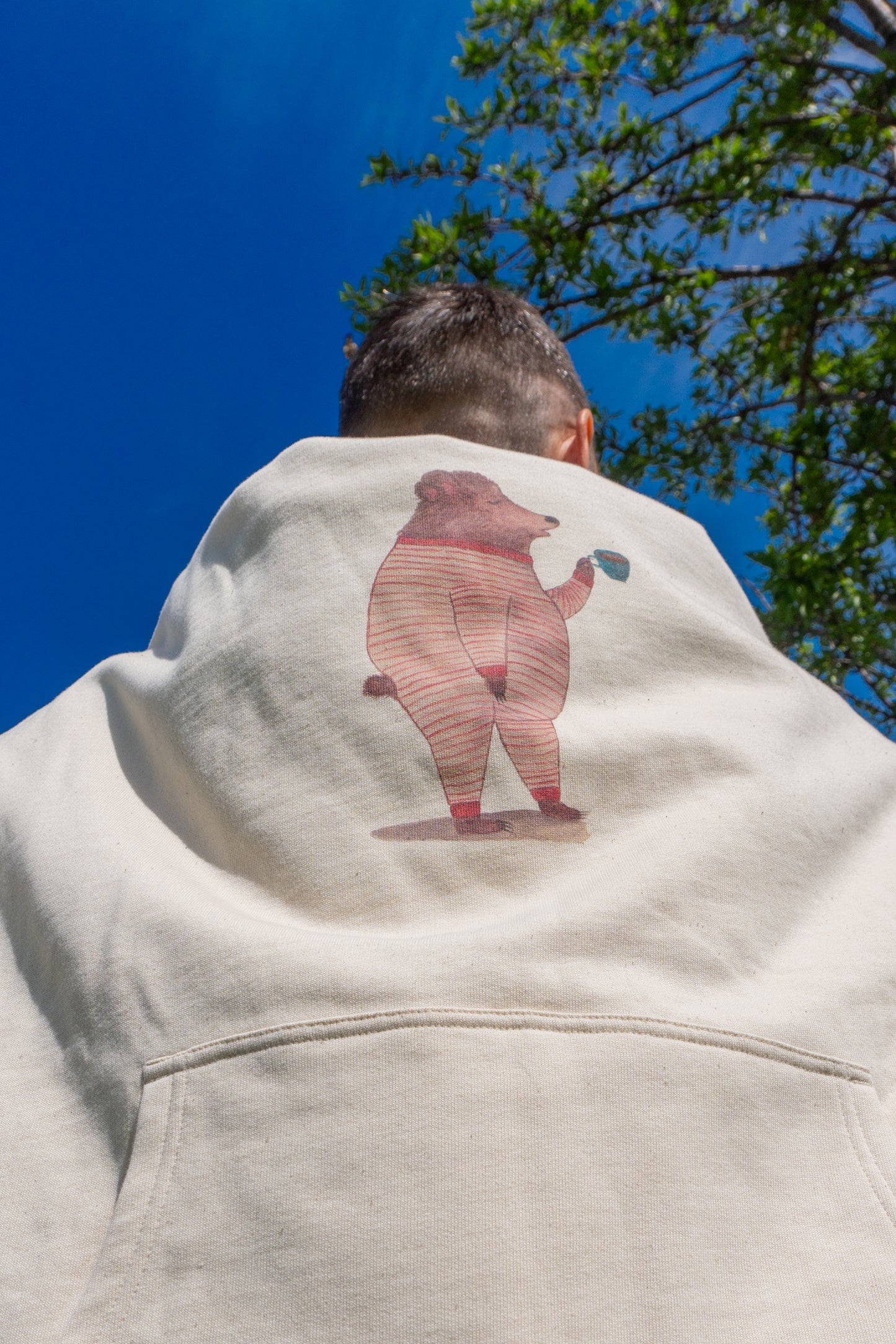 “Morning Bear” Organic Cotton Hoodie – Cozy, Conscious, and Caffeinated