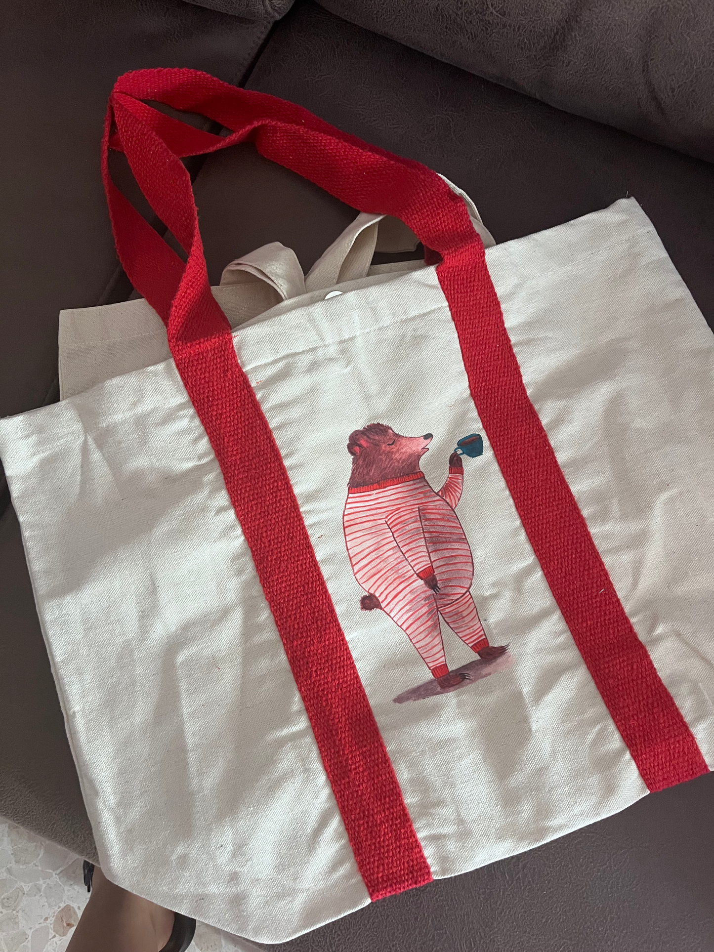 Extra-Large Canvas Tote Bag – Artist & Coffee Bear Designs